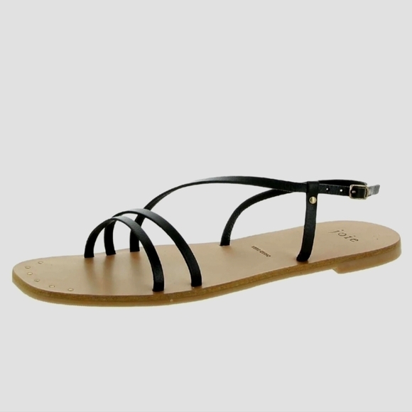 JOIE Black Adjustable Ankle Strap Studded Strappy Baja Square‎ Toe Sandals 9.5 - Picture 1 of 9